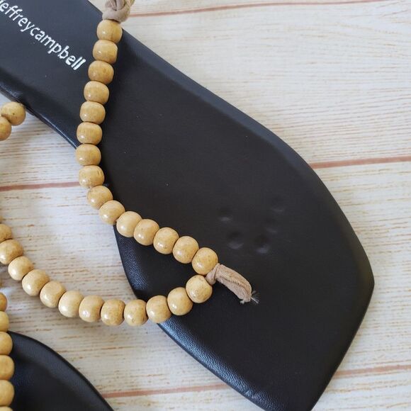 Jeffrey Campbell Leather Xeniah Beaded Ankle Strap Flat Sandal Brown Size 7/38 - Picture 11 of 13